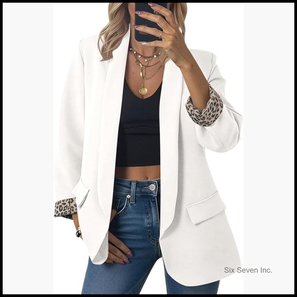 Soft Polyester Viscose Elastane Blazer Shawl Coll… - image 1